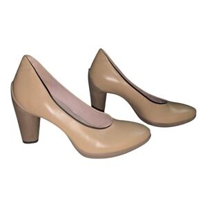 Ecco SCULPTURED PLATEAU 2025 Elegant Tan Women's Heels Comfy Pumps Size 35 New